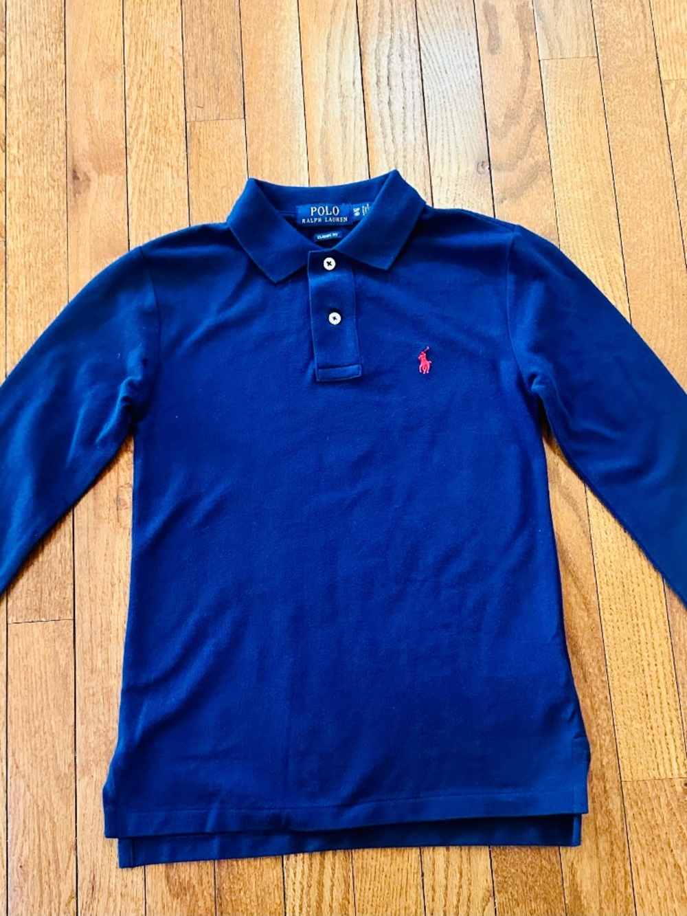 Polo Ralph Lauren Boys Long Sleeve Polo Shirt Navy Blue Classic Fit Size 8